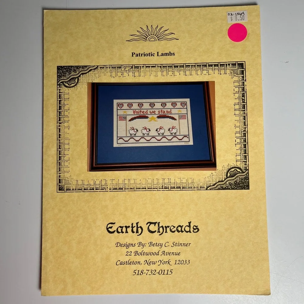 VTG‎ Patriotic Lambs Cross Stitch Pattern Earth Threads Betsy Stinner 2002